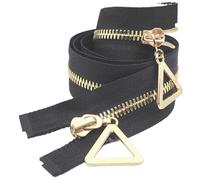 5# Zipper Pure Copper Double-Ended Two-Way Winter Down Jacket Long Coat Accessories for Clothing,Duvet Covers, Backpacks(BlackGold-120cm)