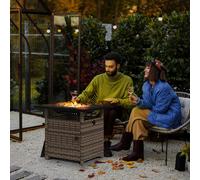 Outsunny 50,000 BTU Rattan Fire Pits for Garden, Propane Fire Pit Table, Brown, Brown