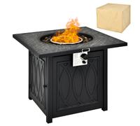 50,000 BTU Square Propane Firepit Gas Outdoor Fire Pit Table Black