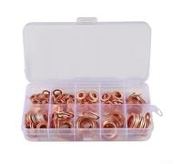 50/100/120 Piece Copper Washer Flat Ring Seal Set with Box for Sump Suitable for Use in Mechanical, Electrical and Automotive Applications (120pcs)