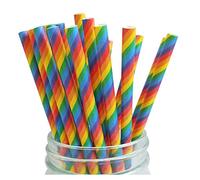 50/100/200/300PCS Biodegradable Color Paper Straws, Recyclable Drinking Straws for Juice, Cocktail, Smoothies, Milkshake, Birthday, Wedding, Bridal, Baby Shower and Celebration Hawaiian Style (50)