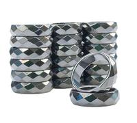 50 100 200 Bulk Crystal Rings Hematite Ring Lot Jewellry Wholesale Magnetic Faceted Band (20PCS)