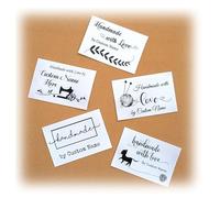50 100 200 Custom Sewing Labels, 1.2 x 1.8in Iron on or sew in, Personalized Iron on Labels for Handmade, Knitting, Quilting and Sewing Crafts Tags