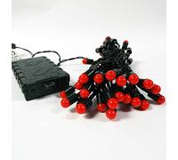 50 100 200 LED Battery Operated Red Berry Ball Fairy String Lights ON/Off/Flash Functions Green Wire Indoor/Outdoor Christmas Festive Xmas Wedding Parties (13.9m - 200 LED)