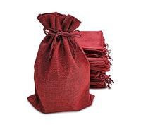 50/100/200 Pcs Jute Gift Bags with Drawstring, 7x9cm Natural TinyBurlap Pouches for Wedding Favors, Christmas Party, Jewelry & Candy, Reusable Hessian Sack , Lavender Pouches (Wine Red, 50Pcs)