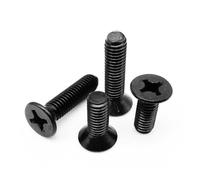 50/100/200pcs M1 M1.2 M1.4 M1.6 M2 M2.5 M3 M4 Cross Recessed Phillips Flat Countersunk Head Screw Bolt GB819 Black Carbon Steel(200pcs M1.2x6mm)