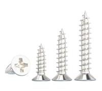 50/100/200pcs M2.6M2.8M3 M3.5M4 M5 Carbon Steel Nickel-plated Flat Head Self-tapping Screws Cross Countersunk Head Self-tapping Screws(10mm,M2.6 (200PCS))