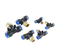 50/100/500/1000 Pcs Threaded Positive Three-Way Pneumatic Joint PB4/PB6/PB8/PB10/PB12 Male Thread Plastic Pneumatic Connector(PB10-02,500 PCS)