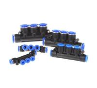 50/100/500/PCS Nylon Plastic 5 Way Pneumatic Manifold PK Series Push in Quick Connect Air Distributor Block for Hose OD 4-12mm(PK-4,500 Pcs)