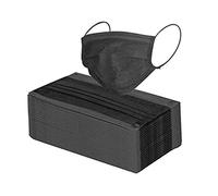 50/100 Adults Disp0sable Face Protection Pads,3 Layer Disposable_Face_Másks Comfy Breathable Solid Pure Color Fabric Personalized Protection Pads - Black