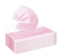 50/100 Adults Disp0sable Face Protection Pads,3 Layer Disposable_Face_Másks Comfy Breathable Solid Pure Color Fabric Personalized Protection Pads (Pink - B, 50)