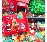 50/100 PCS Glow-In-The-Dark Resin Christmas Decorative Bags, Christmas Mystery Luminous Blind Bag, Mini Santa Reindeer ChristmasTree Snowman Figurines Decor for Xmas Bags Fillers PartyFavors (50)