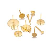 50-100 Pieces White Stainless Steel Stud Earring Base 3-12 mm Cabochon Cameo Settings for DIY Jewellery Making Accessories