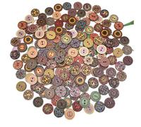 50/100 Round Assorted Floral Printed Wooden Decorative Buttons 2-Hole Process Painted Cufflinks DIY Sewing for Sewing, Crafting(100Pcs,20mm)