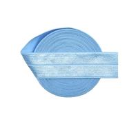 50 100 Yard by Roll 1" 25mm Solid Shiny FOE Fold Over Elastics Spandex Satin Bands Tape Underwear Dress Sewing Trim(Placid Blue,50 Yards)