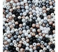 50-1000pcs/Lot Round ABS Imitation Pearl Beads Loose Beads Acrylic Spacer Bead for Jewelry Making DIY Bracelet Necklace-Black White mix-10mm x 100PCS