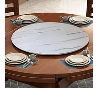 50-100cm Round Wooden Serving Tray, 360° Silent Rotating Non-Slip Turntable for Dining Table, Large Wooden Rotating Tray with Smooth Bearing