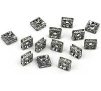 50/100PCS 6mm 8mm AB Silver Color Square Rhinestone Rondelles Crystal Spacer Beads for Jewelry Making DIY Bracelet Necklace-Gun black-4mm 50pcs