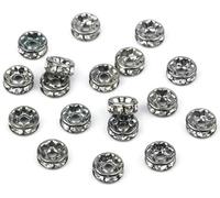 50/100PCS 6mm 8mm AB Silver Color Square Rhinestone Rondelles Crystal Spacer Beads for Jewelry Making DIY Bracelet Necklace-Gun Black_a-10mm 50pcs