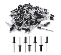 50/100pcs Aluminium Blind Rivets Black Pop Rivets Mushroom Head Break Mandrel Blind Rivets Nail Pull Rivet Core Rivet M4 M5(100pcs,M4X16mm)