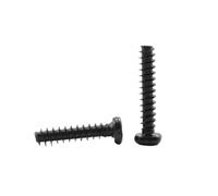 50-100pcs Black Carbon Steel Cross Round Head Flat Tail Self Tapping Screw M1.2-M4(6mm,M2.6 100pcs)