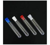 50/100pcs Length 60mm to 150mm Clear Plastic Tubes with Plastic Stopper Push Cap for Experiments(12x75mm 50pcs)