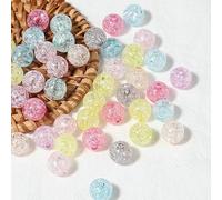 50-100pcs/Lot 6 8 10 12mm Round Crackle Beads Loose Spacer Acrylic for Jewelry Making Beads DIY Bracelet Necklace-Mixed color-10mm