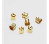 50-100pcs/lot End Tip Cord End Caps Tassel Caps Beads Necklace Round Leather for DIY Jewelry Making Finding Supplies-Gold-6 x 7mm-100pcs