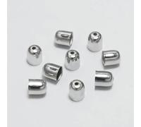 50-100pcs/lot End Tip Cord End Caps Tassel Caps Beads Necklace Round Leather for DIY Jewelry Making Finding Supplies-Rhodium-6 x 7mm-100pcs