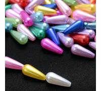 50-100pcs/Lot White Imitation Pearl Beads 10/14/15mm Acrylic Waterdrop Spacer Beads for Jewelry Making Bracelet CraftAccessories-MULTI-6x14.0mm 100pcs
