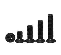 50/100pcs M1 M1.2 M1.4 M1.6 m1.7 M2 M2.5 Tiny Small Black Steel Cross Flat Head Countersunk Head Screw(12mm,M2.5 (50pcs))
