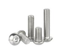50-100pcs M3 M4 M5 304 Stainless Steel Salt Spray Passivation Key Head Screw Button Hex Socket Pan Round Bolt(14mm,M4-100pcs)