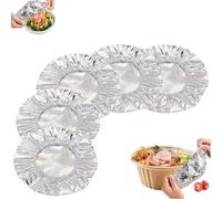 50/100pcs Repeatable Aluminum Foil Film Insulation Cover, Reusable Aluminum Foil Food Covers, Adjustable Aluminum Foil Dough Bowl Cover, Fresh-Keeping Elastic Bowl Lids for Kitchen (100pcs)