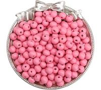50-100Pcs Solid Color Wooden Beads Loose Spacer Round for Jewelry Making DIY Beaded Bracelets Necklace Accessories for Adult DIY Craft(Dark Pink 50pcs)