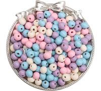 50-100Pcs Solid Color Wooden Beads Loose Spacer Round for Jewelry Making DIY Beaded Bracelets Necklace Accessories for Adult DIY Craft(Mix Color 04 100pcs)