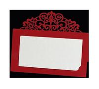 50/100Pcs Vintage Flower Laser Cut Table Name Place Cards Lace Message Setting Card Wedding Birthday Party Favor Decoration(Red,50Pcs)