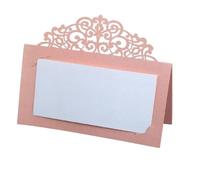 50/100Pcs Vintage Flower Laser Cut Table Name Place Cards Lace Message Setting Card Wedding Birthday Party Favor Decoration for Wedding Ceremony(Pink,100pcs)