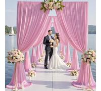 50×12ft Wrinkle Free Pink Backdrop Curtain for Wedding Parties, 10 Panels 5×12ft Long Soft Silky Polyester Backdrop Drapes Baby Pink Photo Back Drop Curtains for Party Photography Background Cloth