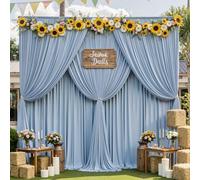 50×14 ft Wrinkle Free White Backdrop Curtain for Wedding Parties, 10 Panels 5×14ft Height Silky Polyester Photo Backdrop Drapes for Parties Birthday Baby Shower Photography Background Cloth