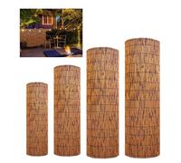 50-170 High Outdoor Privacy Fence with Ties Hand Woven Natural Bamboo Screen Roll Sun Protection Retro Bamboo Fence Rolls Occludes Objects Block the Line of Sight Easy to Install for Balcony Pool Yard