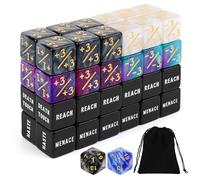 50+1PCS Dice Counters Set with Keyword Token Dice, COITEK Collectible Card Game Keyword Counters 48pcs 6-Sided Dice, 2pcs 20D Dice Compatible with MTG, with TCG, Card Games, 1 Black Storage Pouch