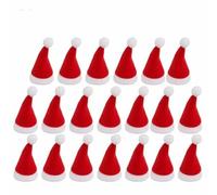 50/1Pcs Mini Santa Hat Non-Woven Fabric Lollipops Caps Christmas Wine Bottle Covers Xmas Bottles Holder Table Dinner Decorations-20PCS