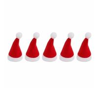 50/1Pcs Mini Santa Hat Non-Woven Fabric Lollipops Caps Christmas Wine Bottle Covers Xmas Bottles Holder Table Dinner Decorations-5PCS