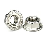 50/20/ 10/5/1pcs M2.5～M20 304 Stainless Steel Hexagon Hex Head Serrated Spinlock Flange Nut Lock DIN6923(M20 x1pcs)