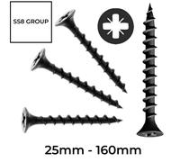 (50, 3.5 x 25mm (6 x 1)) Black Plasterboard Drywall Screws Bugle Head Coarse Thread Black Phosphate Wood 25mm - 160mm