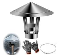 50-300mm Chimney Cowl, 304 Stainless Steel Chimney Flue Rain Cover, Vent Stove Pipe Guard, Wood Stove Fireplace Exhaust Cap, with Gloves(130mm/5.12in)