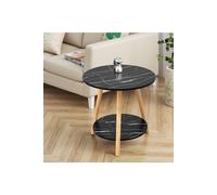 50×50×50cm Double Tier Round Wooden Side Table in Black The hot sale Black