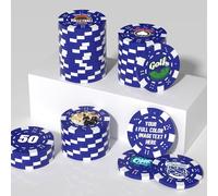 50-500 Custom Clay Poker Chips, Personalized 11.5g Casino-Grade Clay Composite Poker Chips with Logo, 40mm Heavyweight Drink Tokens for Bar,Parties,Game Night,Weddings, Events,Golf Club (Blue)