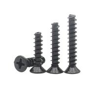 50-500pcs Black Carbon Steel M1 .2 .4 .5 .6 .7 M2 .3 M3 M4 Mini Screw Cross Recessed Countersunk Head Self-tapping(6mm,M2.6 (100PCS))