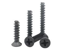 50-500pcs Black Carbon Steel M1 M1.2 M2 M2.3 M2.6 M3 M4 Mini Screw Cross Recessed Countersunk Head Self-tapping Screw(5mm,M2.6 (100PCS))